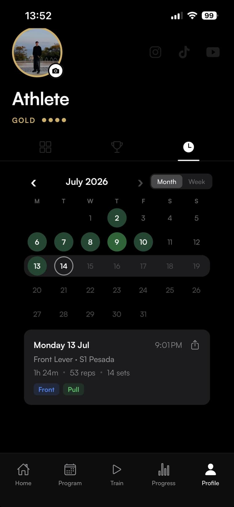 ARZA — calendario de entrenos